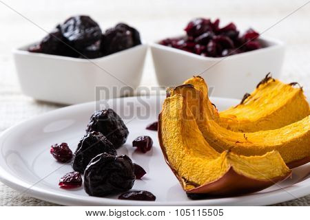Baked Pumpkin On White Plate
