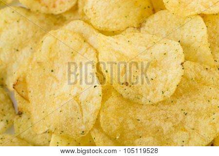 Prepared Potato Chips Snack Closeup View