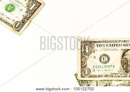 Three Usa Dollars Lay Over White