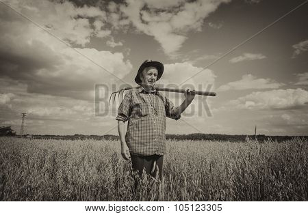 Old Man In Oat Field