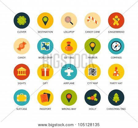 Round icons thin flat design, modern line stroke style