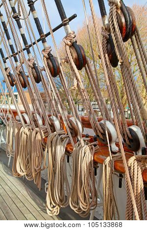 Masts of the old sailing ship