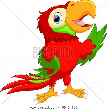 Cute cartoon macaw waving