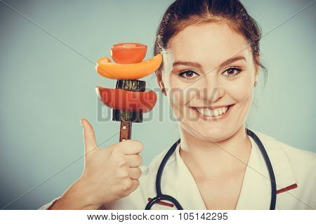 Dietitian With Vegetables. Healthy Diet Nutrition.