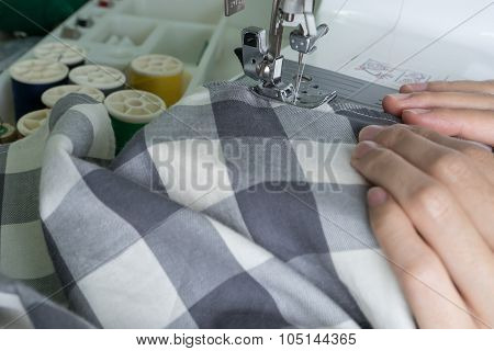 Sewing Process , The Sewing Machine Sew Women's Hands Sewing Machine