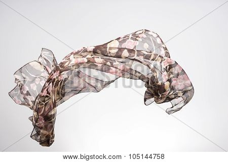 Abstract Pieces Of Fabric Flying, Studio Shot , Scarf Motion