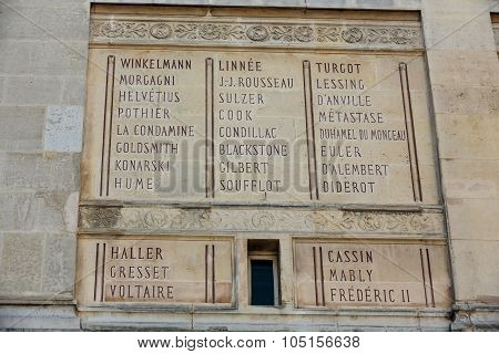 PARIS, FRANCE - SEPTEMBER 8, 2014: Paris - Sainte-Geneviève Library. Public and university library in Paris. It was designed in Neo-Grec style by the architect Henri Labrouste (1801-1875). Place du Panthéon Paris