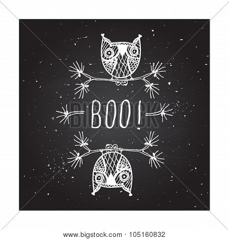 Boo - on chalkboard background.