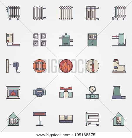 Heating flat icons