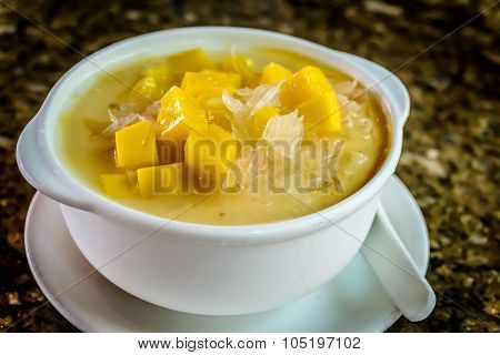 Chilled Mango Puree with Sago and Pomelo