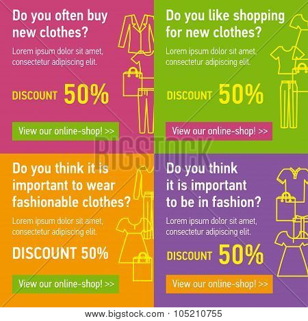 Set with vector banners on shopping theme