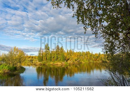 Autumn landscape river Yagenetta