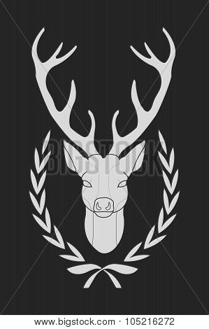 Deer in laurel wreath. Chalk