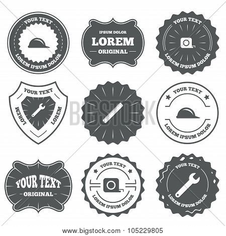 Construction helmet and ruler, roulette icons.