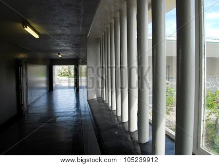 bars on robben island jail, cape town ,south africa