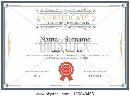 Certificate Template Flourishes Elegant Vector