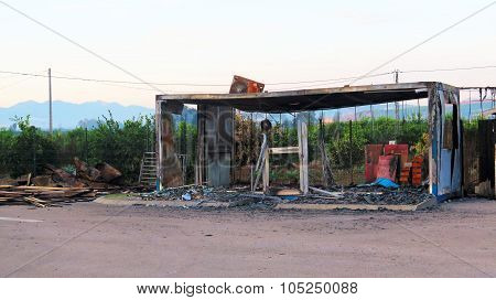 Burned Out Portacabin