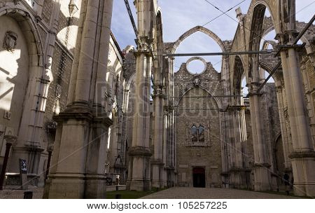 Interiors Of The Roofless Carmo Convent In Lisbon