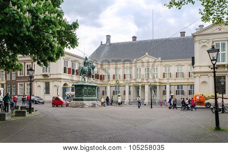 The Hague, Netherlands - May 8, 2015: People Visit Noordeinde Palace, The Hague