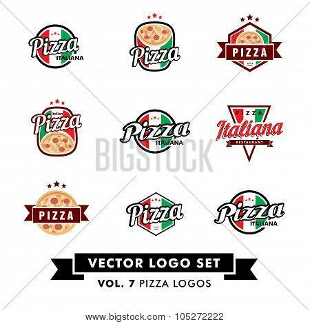 Pizza Restaurant Vector Logo Set