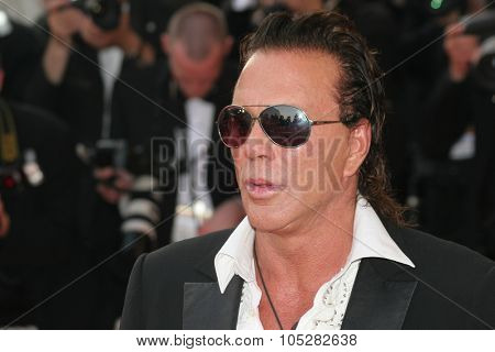 CANNES, FRANCE - MAY 22: Mickey Rourke attends a premiere  the film 'Le Scaphandre Et Le Papillon'  at the Palais  during the 60th  Cannes Film Festival on May 22, 2007 in Cannes, France.