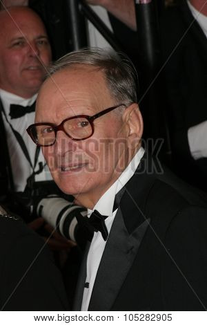  CANNES, FRANCE - MAY 25: Composer Ennio Morricone arrives at the premiere for the film 'We Own The Night' at the Palais des Festivals during the 60 Cannes Festival on May 25, 2007 in Cannes, France
