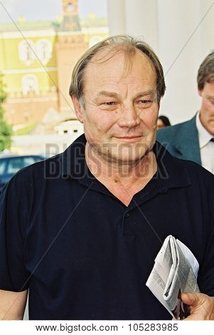 MOSCOW, RUSSIA - JUNE 26: Klaus Maria Brandauer  attends the press conference at  the 24th annual Moscow International Film Festival June 26, 2002 in Moscow, Russia.