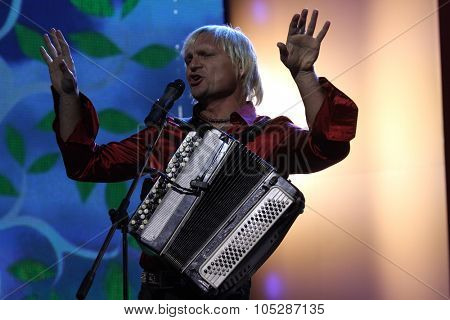 KIEV, UKRAINE - SEPT. 23: Singer Oleg Skripka  arrives at the opening , at the Opera Theatre 40th Film Festival 