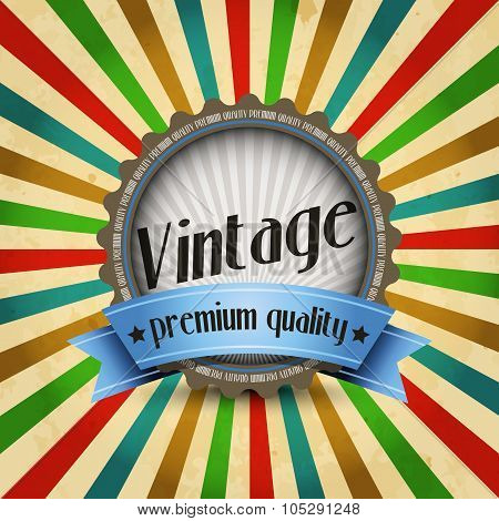 Vintage Design Template With Badge And Sunbeams