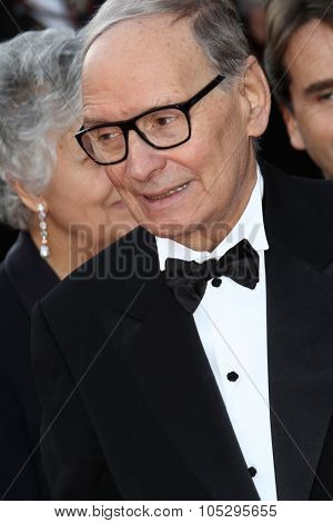 CANNES, FRANCE - MAY 18: Ennio Morricone attends the 'Once Upon A Time' Premiere during 65th Annual Cannes Film Festival during at Palais des Festivals on May 18, 2012 in Cannes, France.