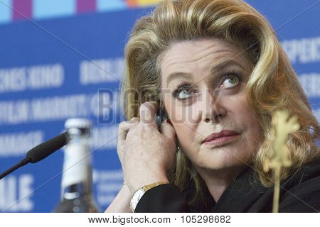 BERLIN, GERMANY - FEBRUARY 15: Actress Catherine Deneuve attends the 'On My Way' Press Conference during the 63rd Berlinale International Film Festival on February 15, 2013 in Berlin, Germany.