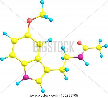 Molecule of Melatonin isolated on white