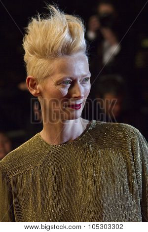 CANNES, FRANCE - MAY 25: Tilda Swinton attends the Premiere of 'Only Lovers Left Alive' during the 66th Annual Cannes Film Festival at the Palais des Festivals on May 25, 2013 in Cannes, France.