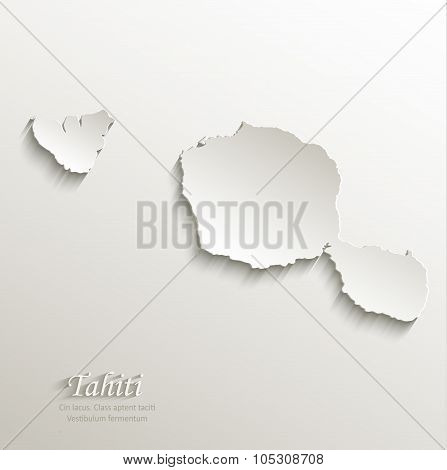 Tahiti map card paper 3D natural vector French Polynesia