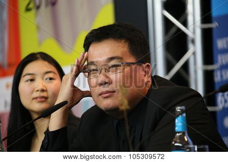 BERLIN, GERMANY - FEBRUARY 05: Daniel Bruehl, Darren Aronofsky, Audrey Tautou,   attend the Jury press conference  during the 65th Berlinale at Grand Hyatt Hotel on February 5, 2015 in Berlin, Germany