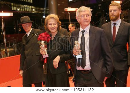 BERLIN, GERMANY - FEBRUARY 14:  Charlotte Rampling and Tom Courtenay   attend the Closing Ceremony of the 65th Berlinale International Film Festival on February 14, 2015 in Berlin, Germany.