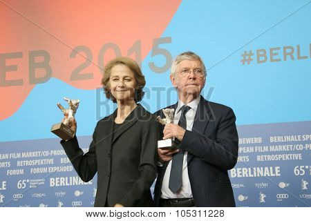BERLIN, GERMANY - FEBRUARY 14:  Charlotte Rampling and Tom Courtenay  at the press conference during the 65th Berlinale Festival at Hyatt Hotel on February 14, 2015 in Berlin, Germany. 