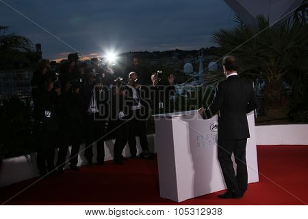 Vincent Lindon attends a photocall for the winners of the Palm D'Or during the 68th annual Cannes Film Festival on May 24, 2015 in Cannes, France.