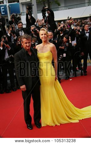 Charlize Theron, Sean Penn attend the 'Mad Max : Fury Road' Premiere during the 68th annual Cannes Film Festival on May 14, 2015 in Cannes, France.