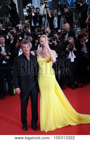 Charlize Theron, Sean Penn attend the 'Mad Max : Fury Road' Premiere during the 68th annual Cannes Film Festival on May 14, 2015 in Cannes, France.