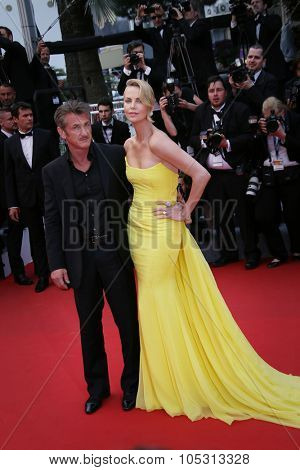 Charlize Theron, Sean Penn attend the 'Mad Max : Fury Road' Premiere during the 68th annual Cannes Film Festival on May 14, 2015 in Cannes, France.