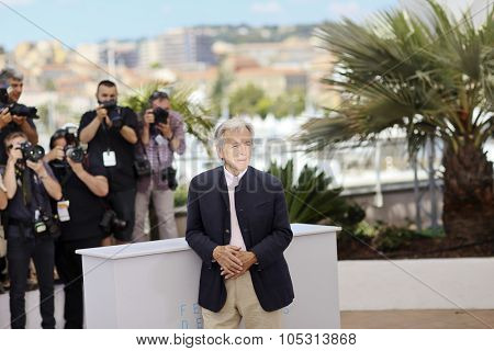 Greek director Costa-Gavras attends the Invite D'Honneur photocall during the 68th annual Cannes Film Festival on May 18, 2015 in Cannes, France.