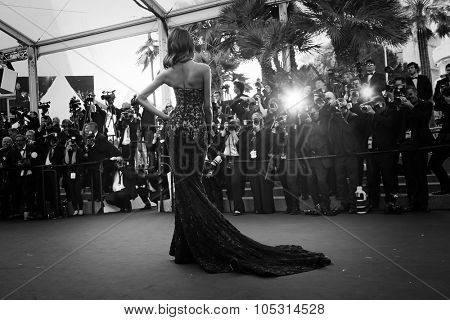 Cannes, France -  May 22, 2015: Jourdan Dunn attends the 'The Little Prince' premiere during the 68th annual Cannes Film Festival on May 22, 2015 in Cannes, France.