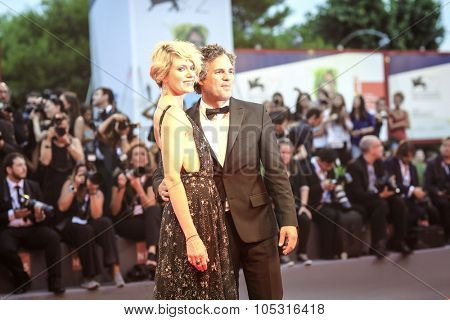 Sunrise Coigney and actor Mark Ruffalo  attend the premiere of 'Spotlight' during the 72nd Venice Film Festival on September 3, 2015 in Venice, Italy.