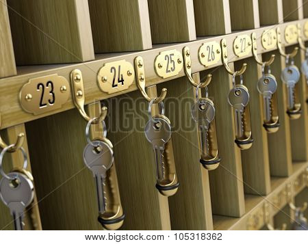 Hotel keys at reception