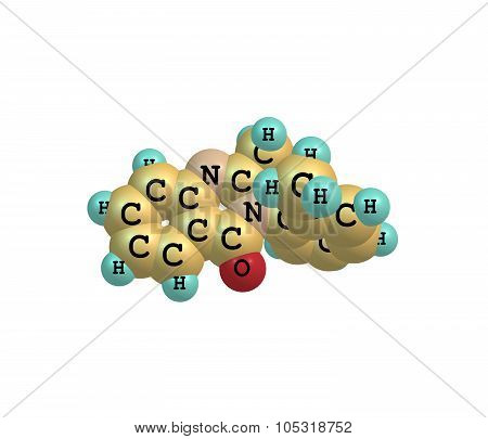 A model of Methaqualone a hypnotic or soporific drug used to treat insomnia. Commonly known as Quaaludes or Parest. 3d illustration