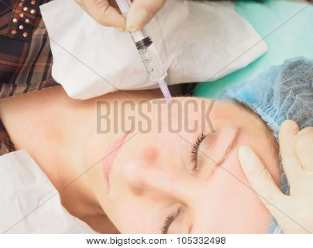 Cosmetology procedure mesoteraphy. Rejuvenation revitalization, skin nutrition, wrinkle reduction. D