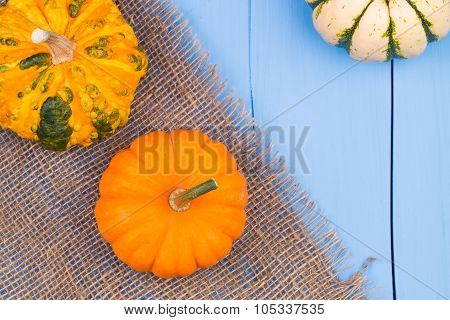 Pumpkins On A Wooden Table