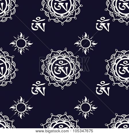 Seamless pattern  with Om ornament