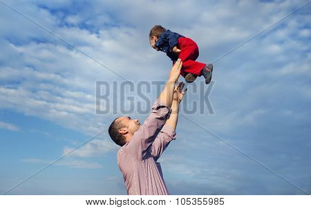 Happy father with his son